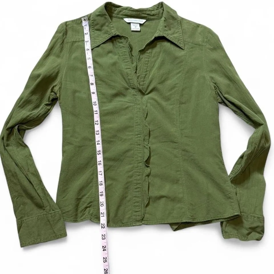 Vintage Abercrombie & Fitch Green Hidden Button Up Shirt - Image 8