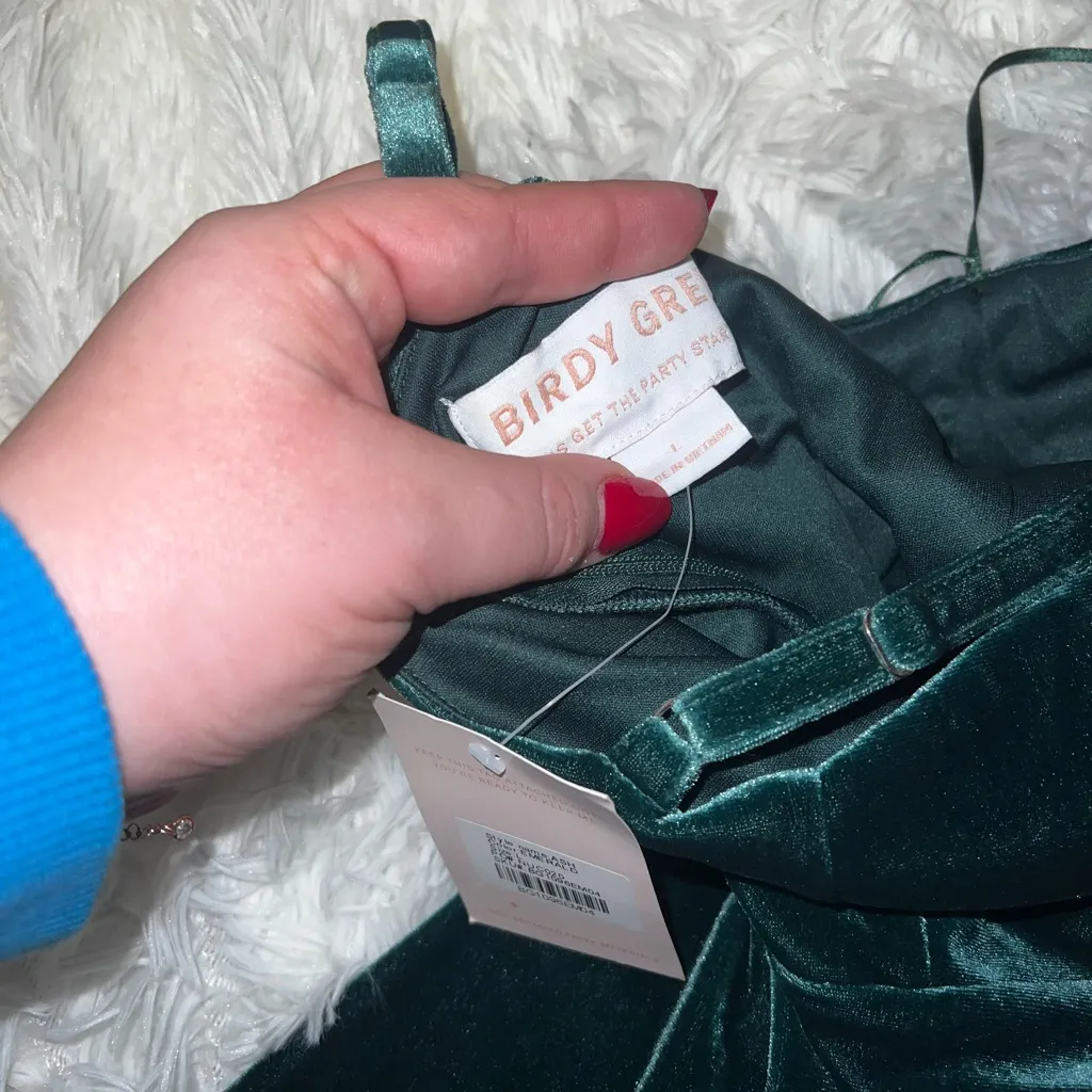 NWT Birdy Grey Ash Velvet Emerald Dark Green Bridesmaid Dress size Large - Image 5
