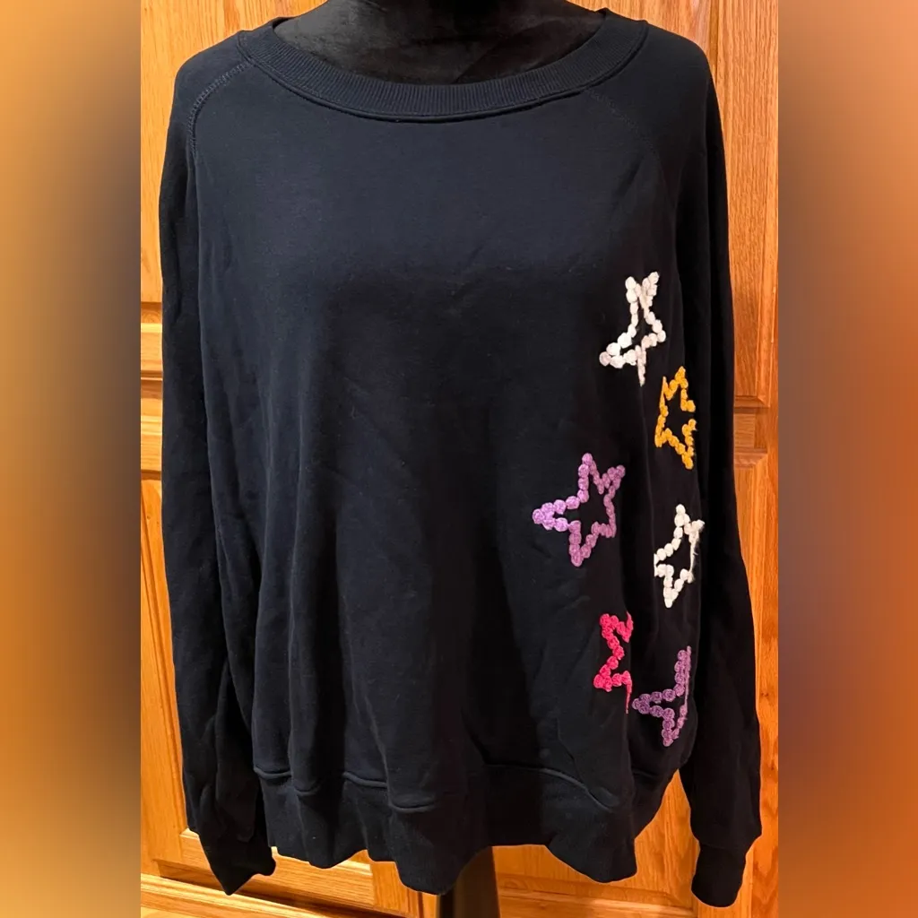 Wildfox Celestial Stiches Star Sommers Relaxed Fit Sweatshirt Black Size XL - Image 9