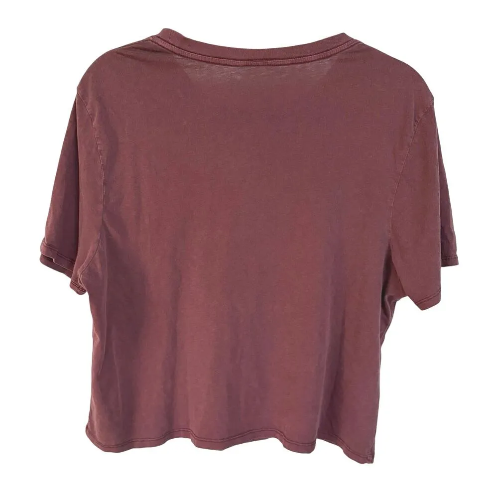 Pink Floyd Rock Band Tee Crop Top Red Graphic Logo Rainbow 80s Concert Music Size L - Image 3