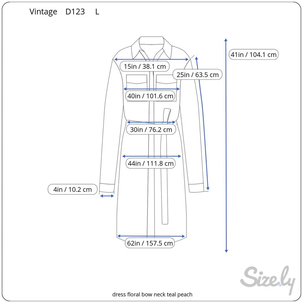 shirt dress kitten bow floral teal green white peach bespoke - Image 2