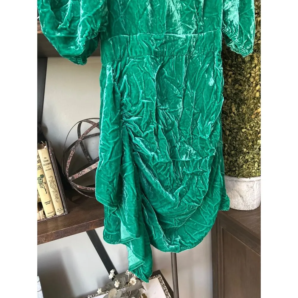 Rhode Pia Ruched Velvet Mini Dress Emerald Green Womens Size 6 - Image 8