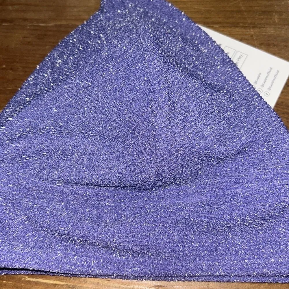 Women's Cupshe Ribbed Triangle Bikini Top Purple Glitter Size Medium - Image 2
