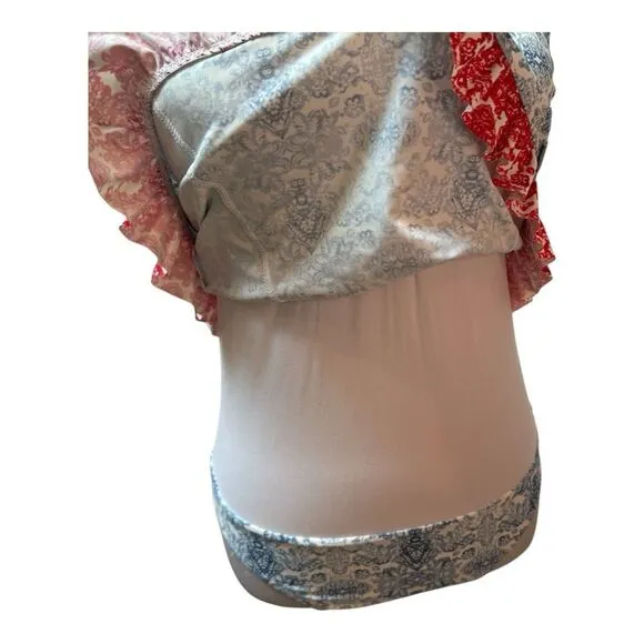 U.S. Polo Assn. Women's Blue White Red Paisley Halter One PieceSwimsuit‎ Top M - Image 2