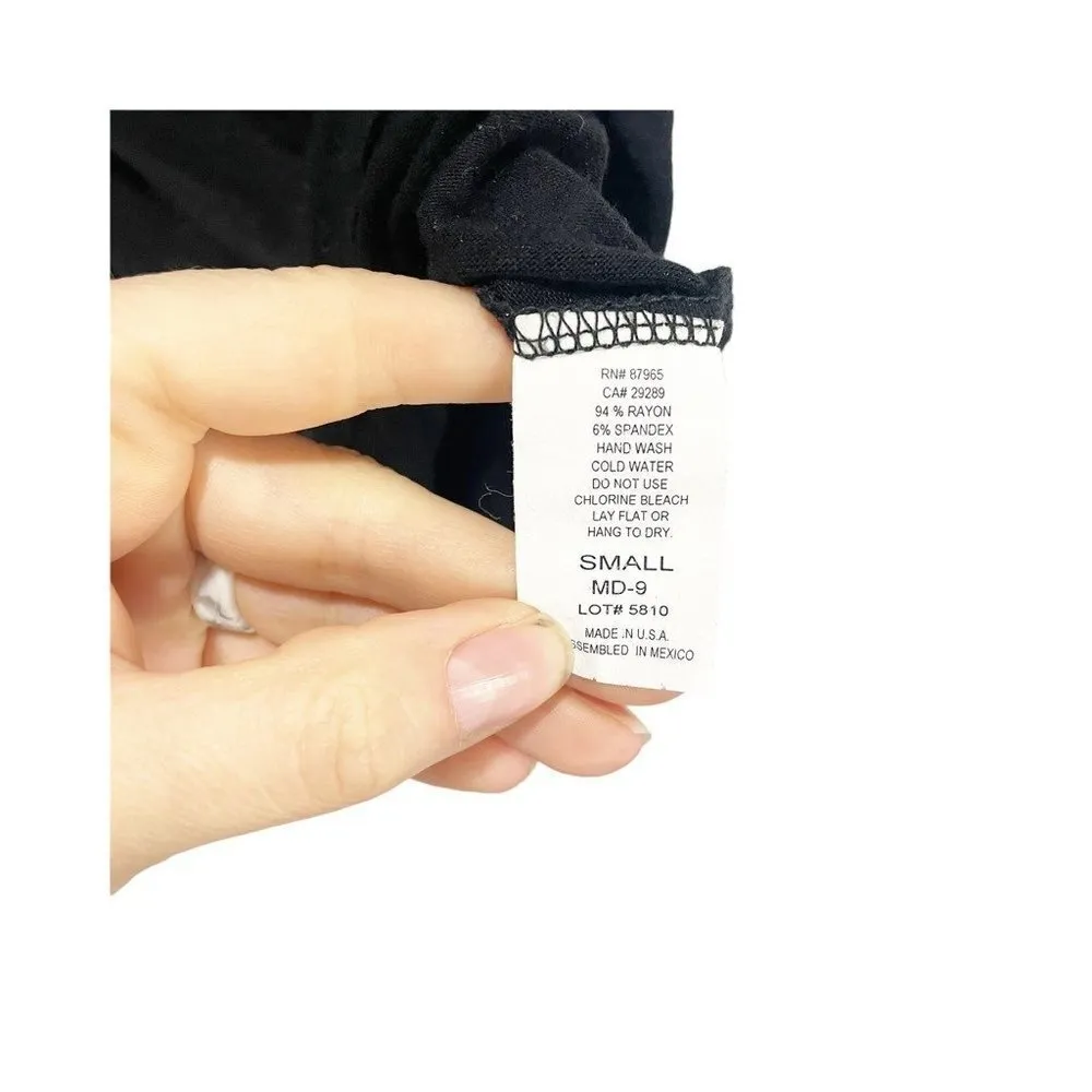 Elan Womens Basic Black Sleeveless Top Drape Scoop Neck Cinched Sides Stretch S - Image 5