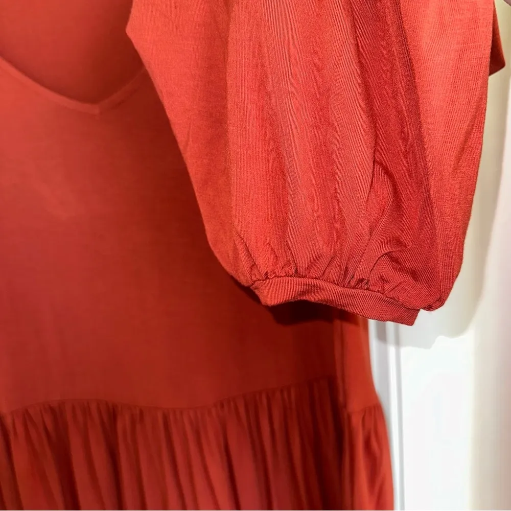 Cynthia Rowley, burnt orange, tiered dress women large - Image 5