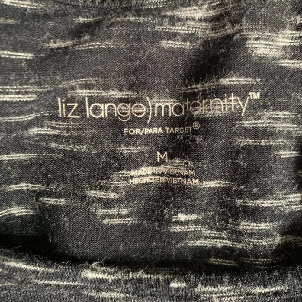 Liz Lange Maternity Knit Midi Dress M Marled Black Sleeveless Ruched Scoop Neck - Image 5