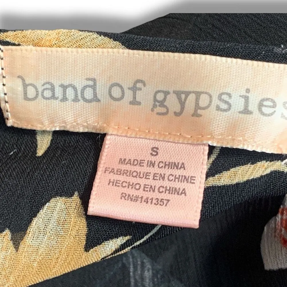 Band of Gypsies Black Sheer Red Floral Kimono Duster Swim Cover Up Short Sleeve - Image 10