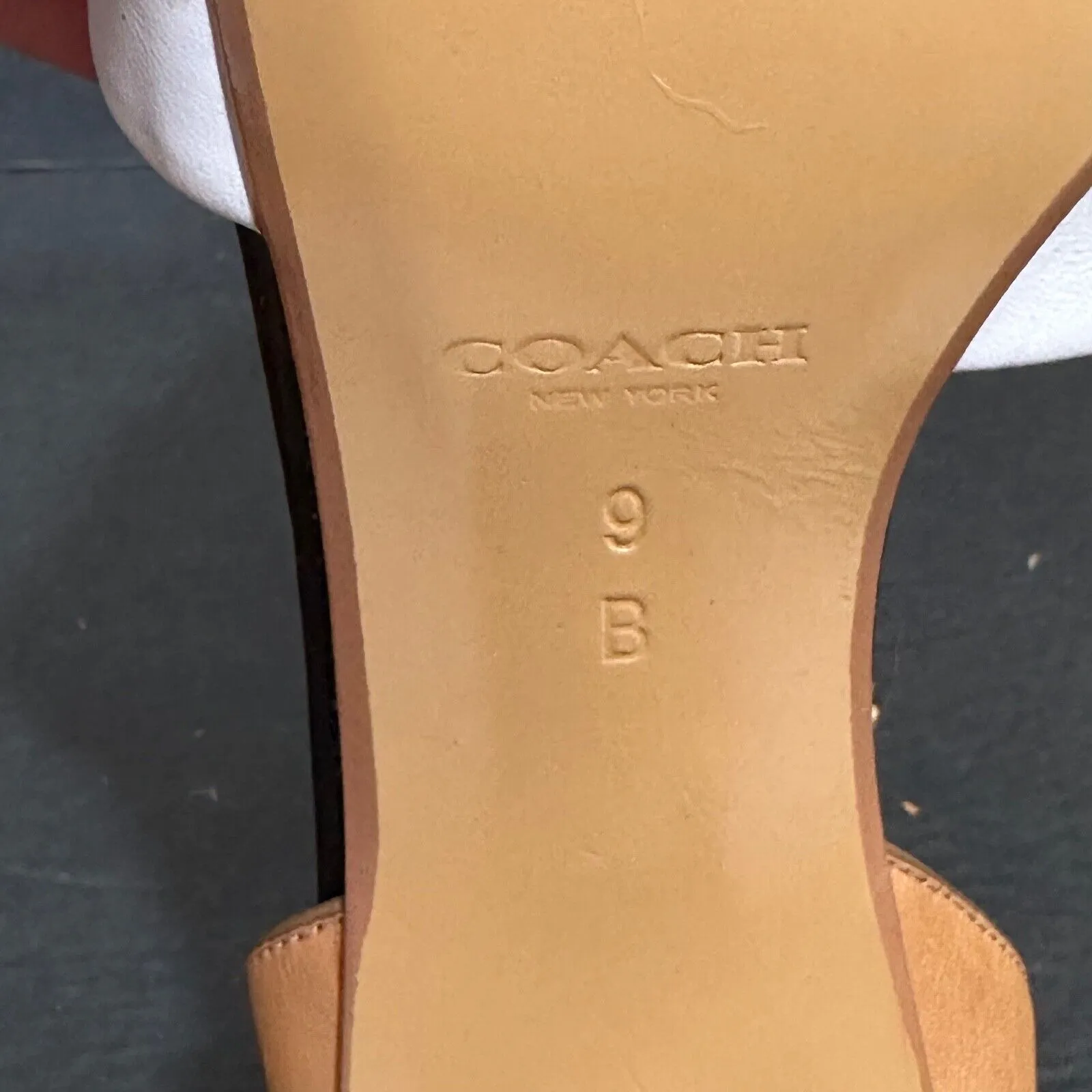 Coach Open Toe Heels Women's 9B White Brown Two Tone Crossover Ankle Strap - Image 11