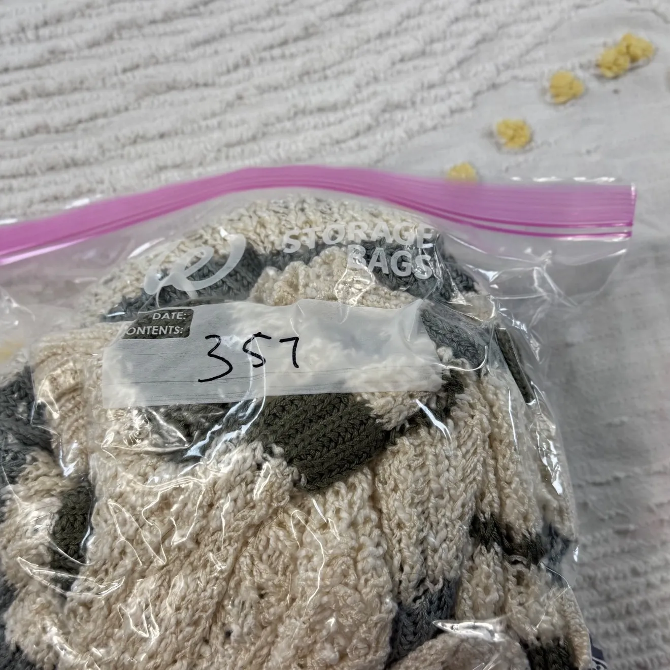 Freshman Knit Sweater Striped V Neck Crop Top Open Weave Beige Green Blue M Tan Size M - Image 12