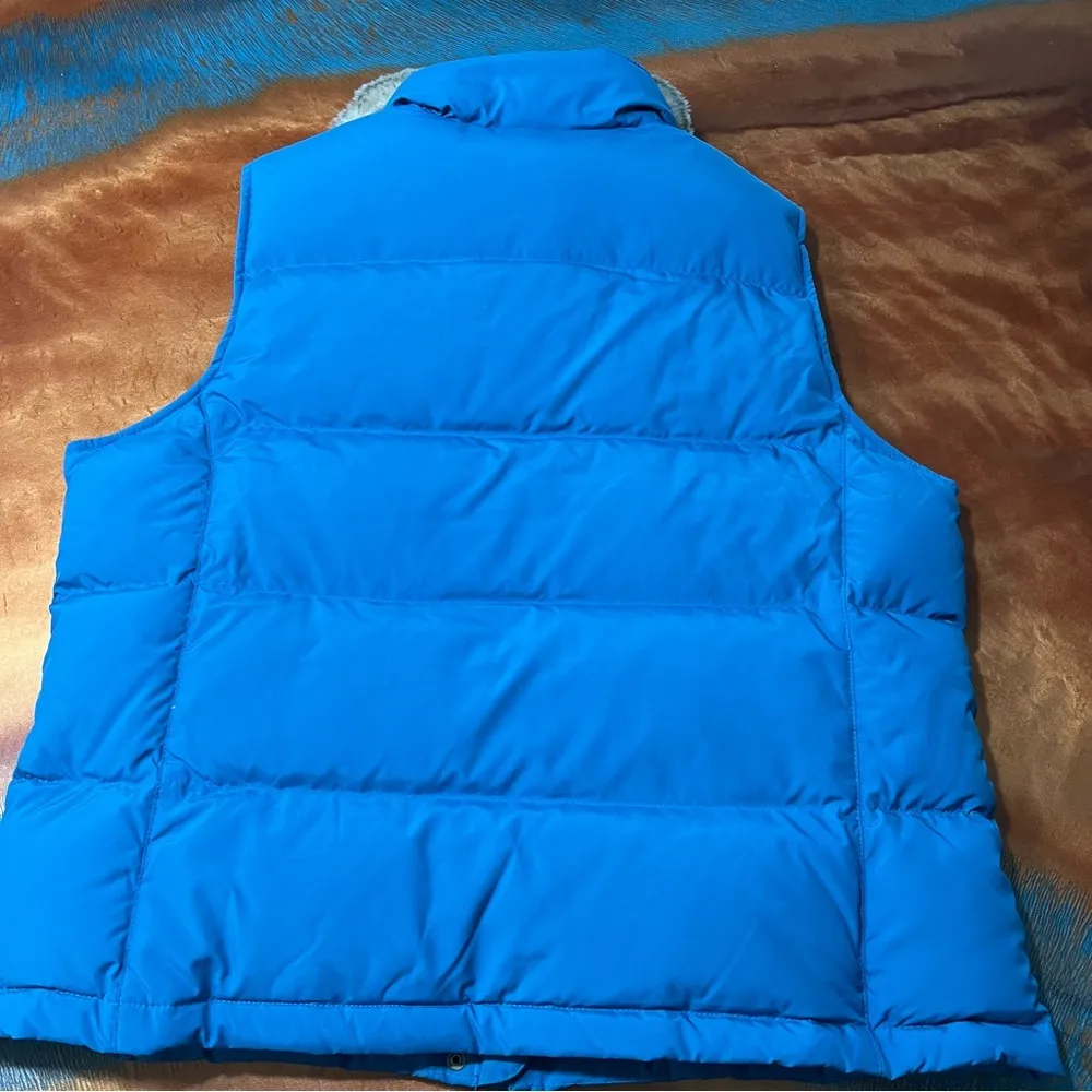 Vintage LL Bean Blue Down Puffer Vest detachable Faux Fur Collar XL - Image 6