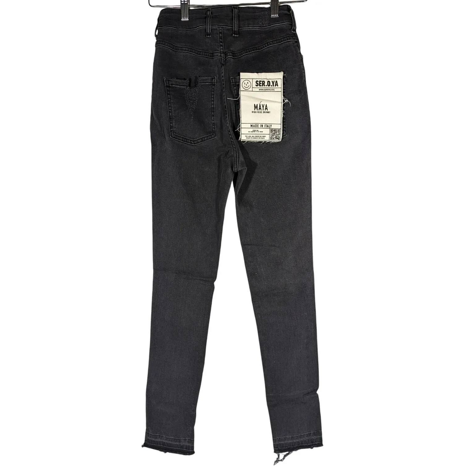SER O YA Maya High Rise Skinny Jeans Dark Wash Distressed Made in‎ Italy 26 Gray - Image 2