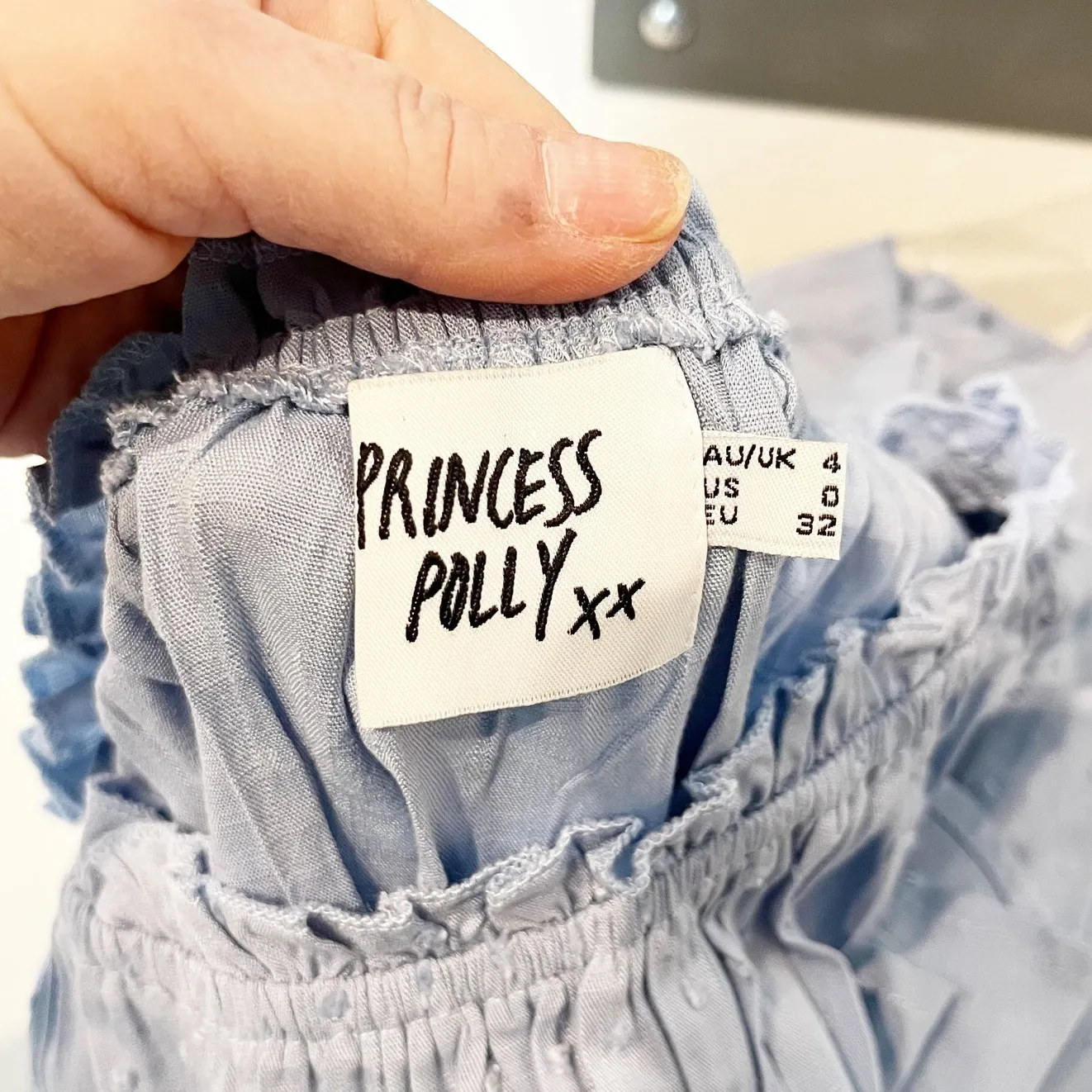 Princess Polly Love Galore Ruffle Romper Blue 0 - Image 3