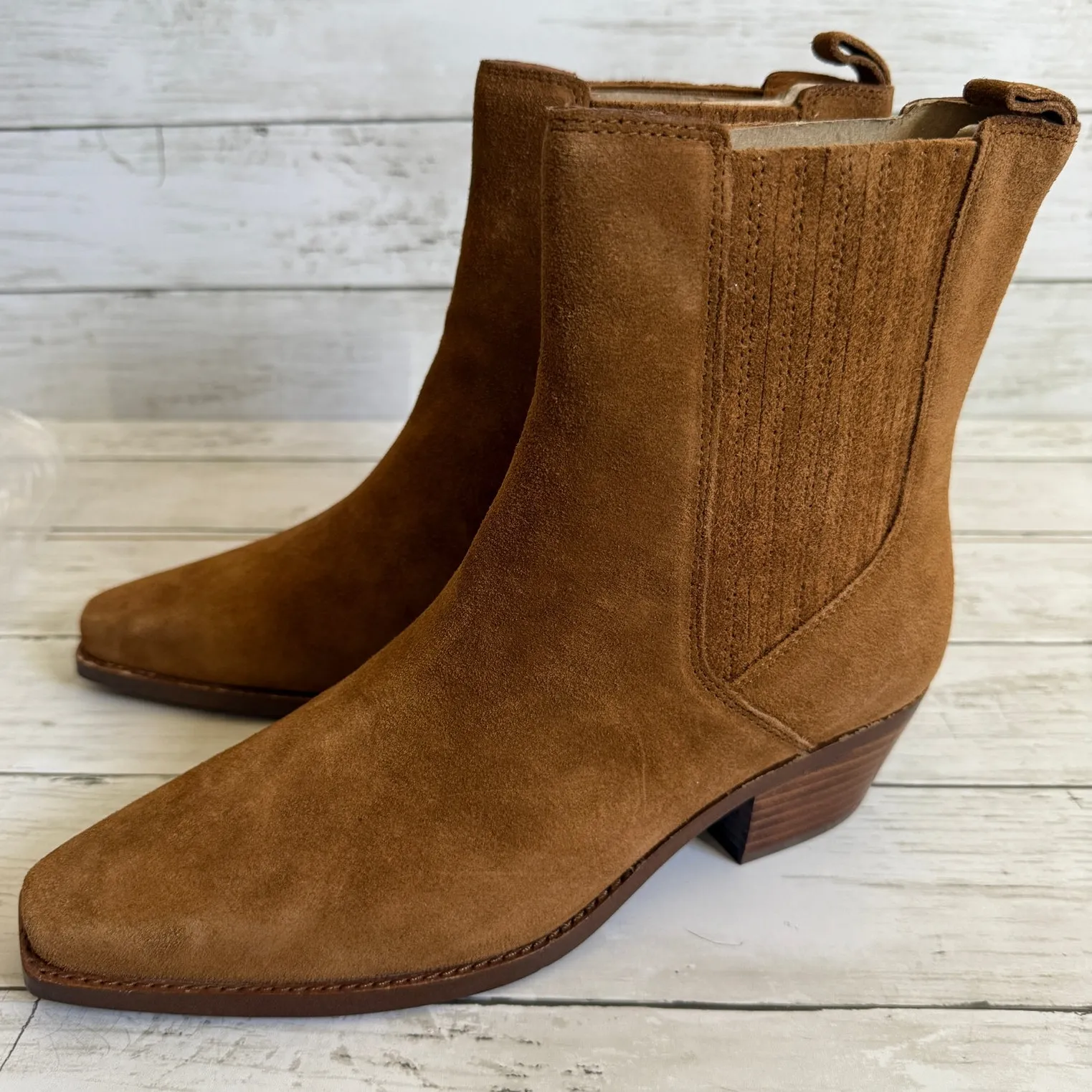NEW Madewell Sz 9.5 The Ingrid Chelsea Boot Suede NX772 Western Tan Dried Acorn - Image 6