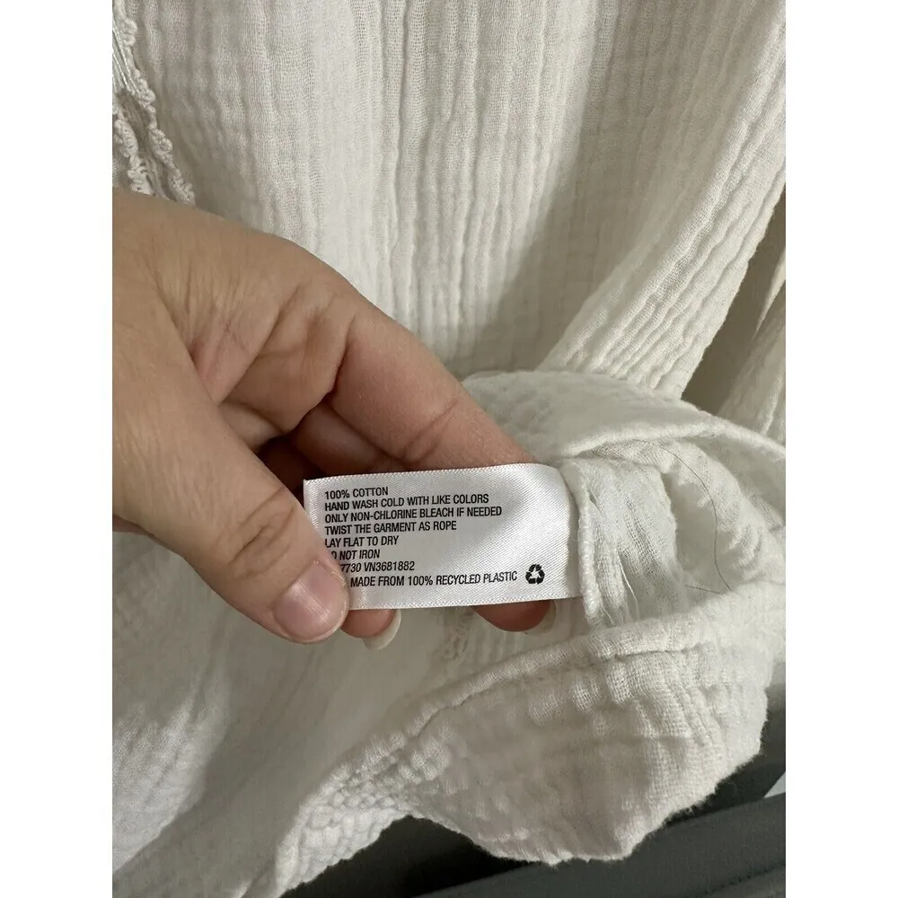 Knox Rose Women’s Top Size M, White and Gold With Lace Design, Gauze, Cotton - Image 6