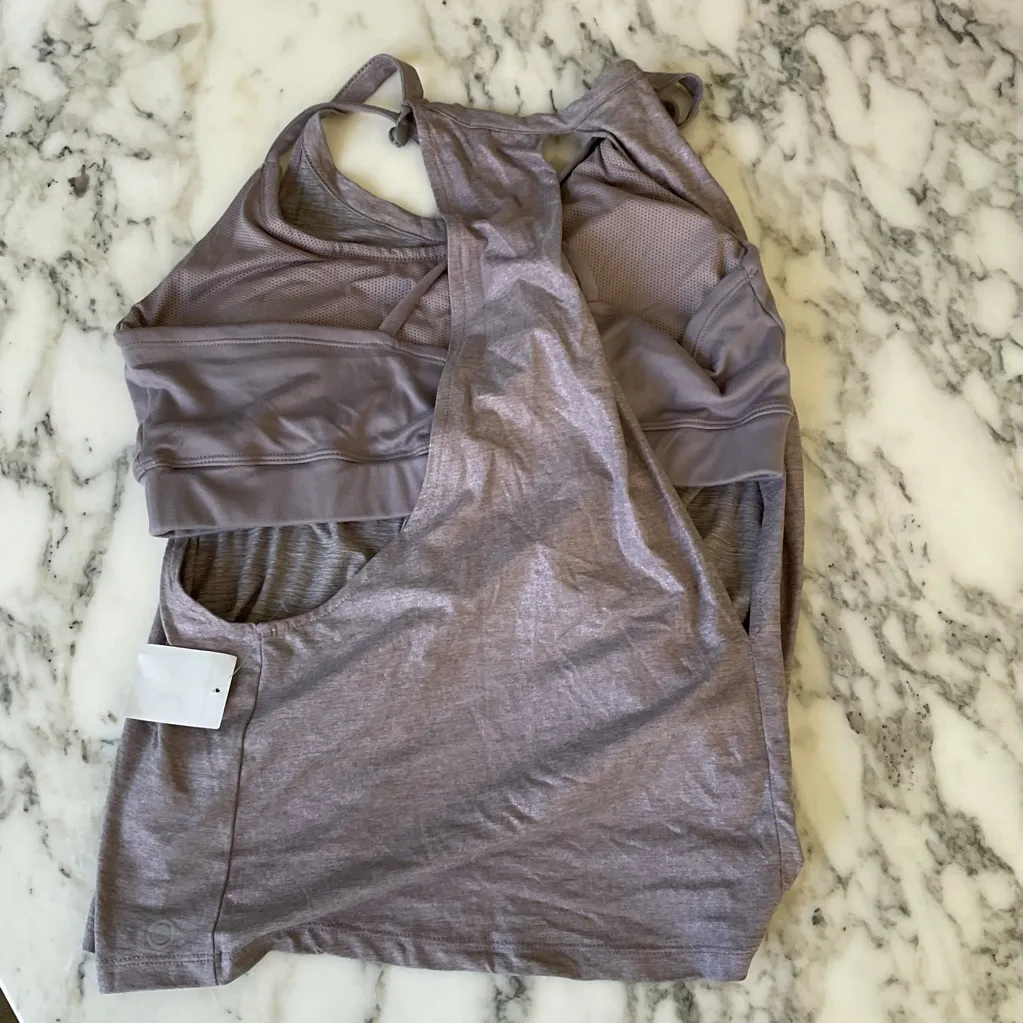 NWT Max Studio Lilac Purple Metallic Performance Women Tank Top & Sports Bra XL - Image 9