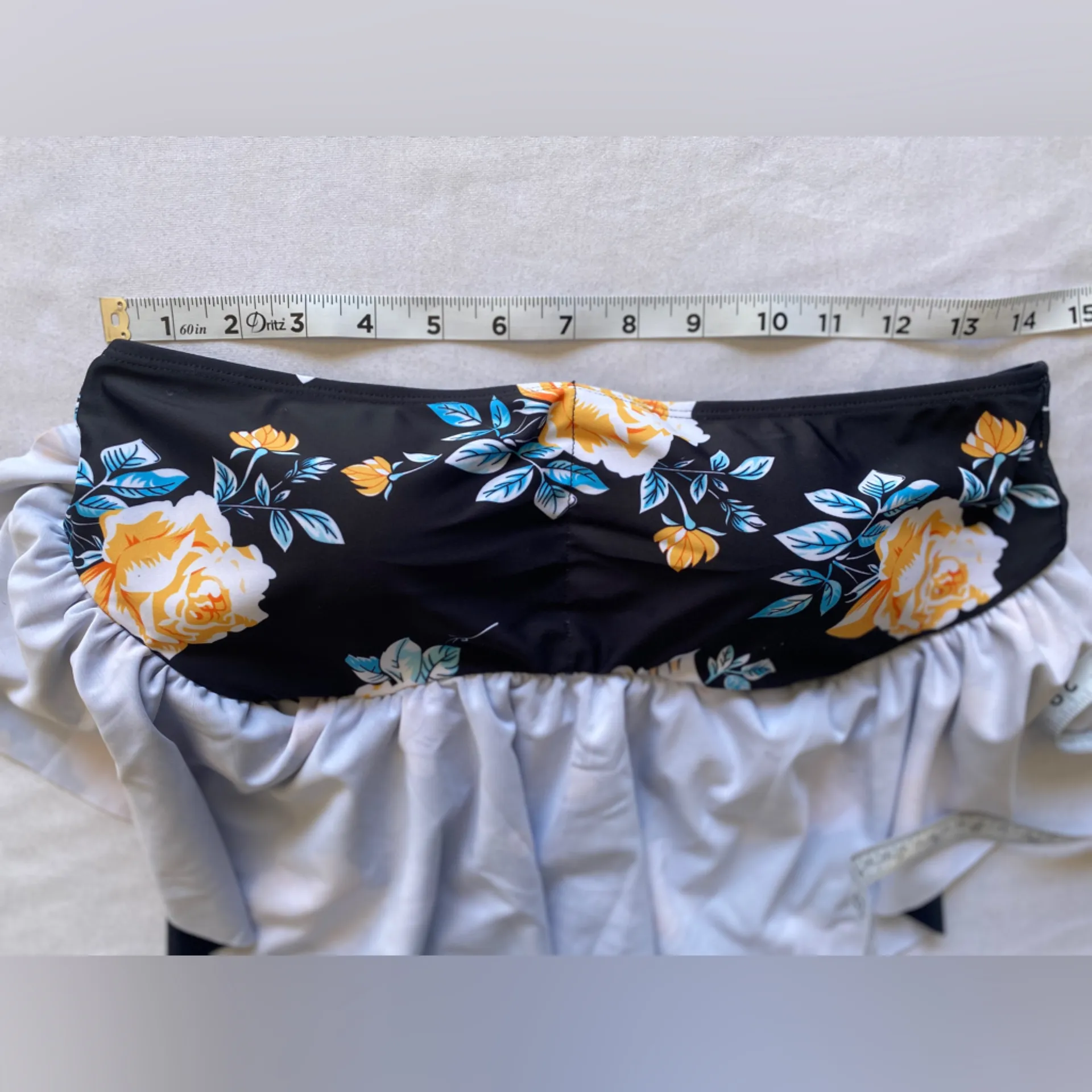 SHEKINI Floral Black/Yellow Bikini‎ Top Size M Black Size M - Image 5