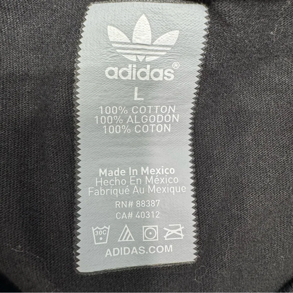 Adidas Originals 1949 Bold Multicolor Logo Black Crewneck 100% Cotton Tee Large - Image 5