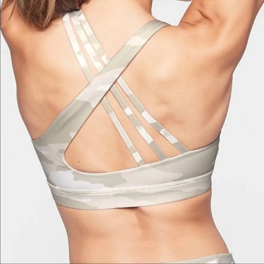 Athleta Run Free White Camo Sports Bra - Image 2