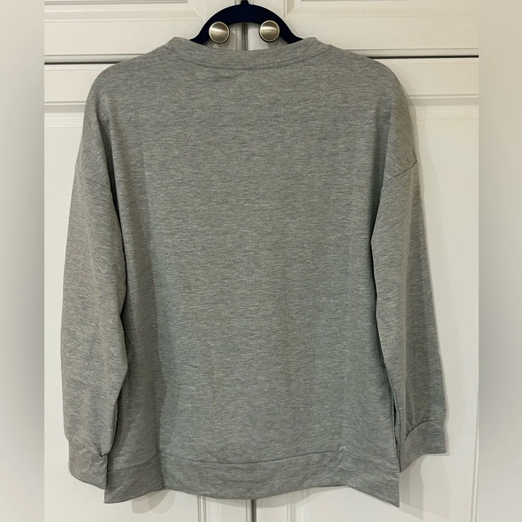 "TOUCHDOWN" Long Sleeve Light Weight Sweatshirt Women's Size Medium Gray - Image 2