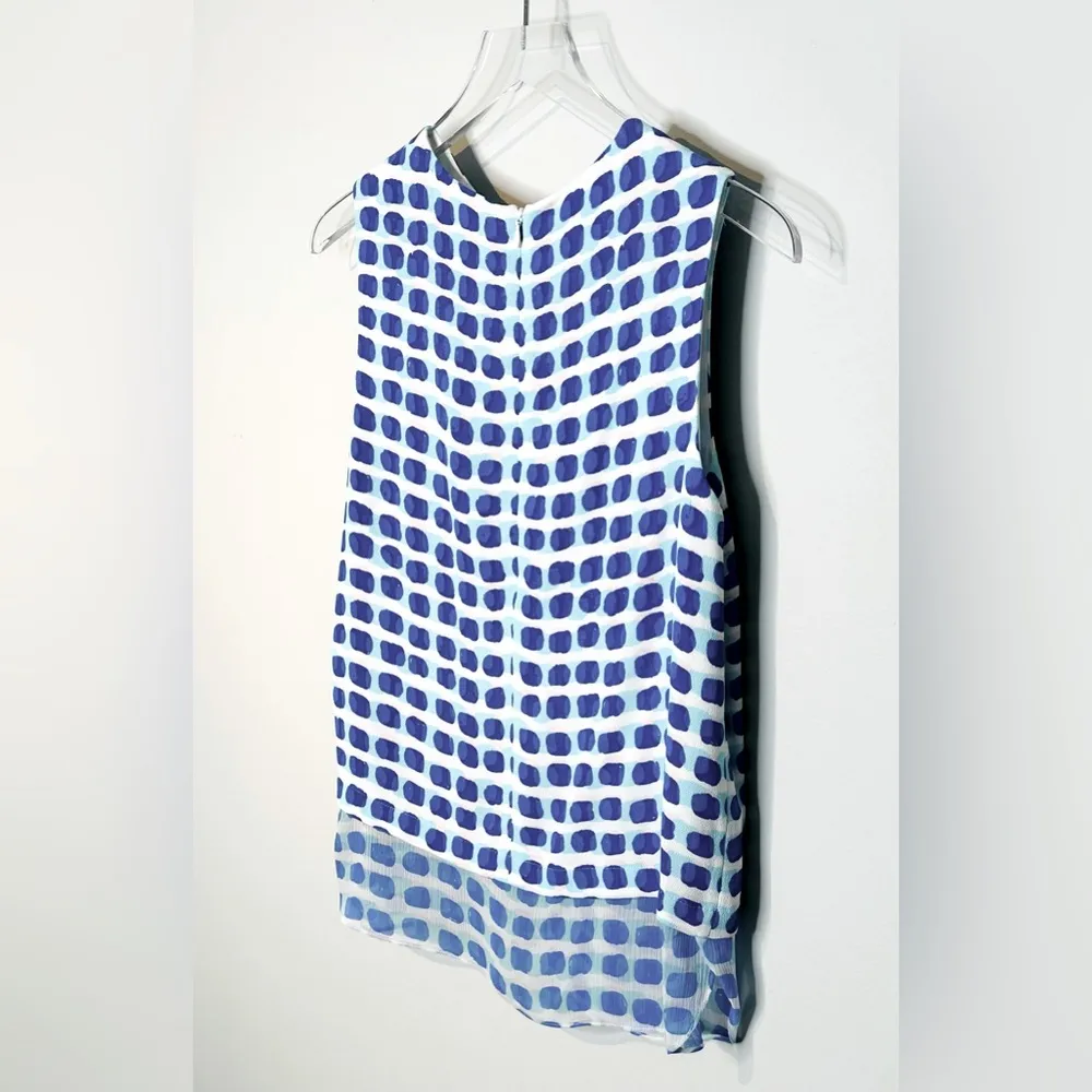 Kate Spade Island Stamp Breath of Fresh Air Layered Blue Print Top Shirt Blouse - Image 7