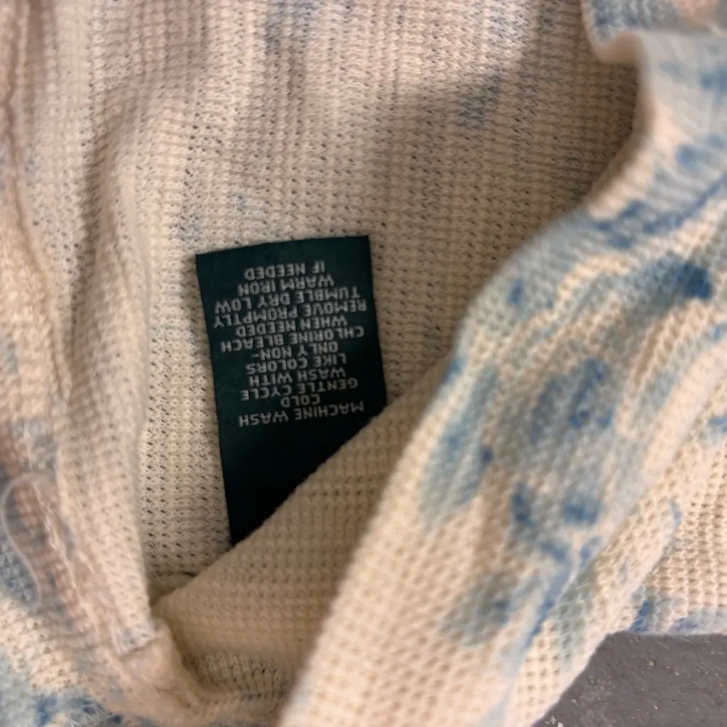 Lauren Jeans Co Ralph Lauren floral waffle knit thermal coquette top Small - Image 6