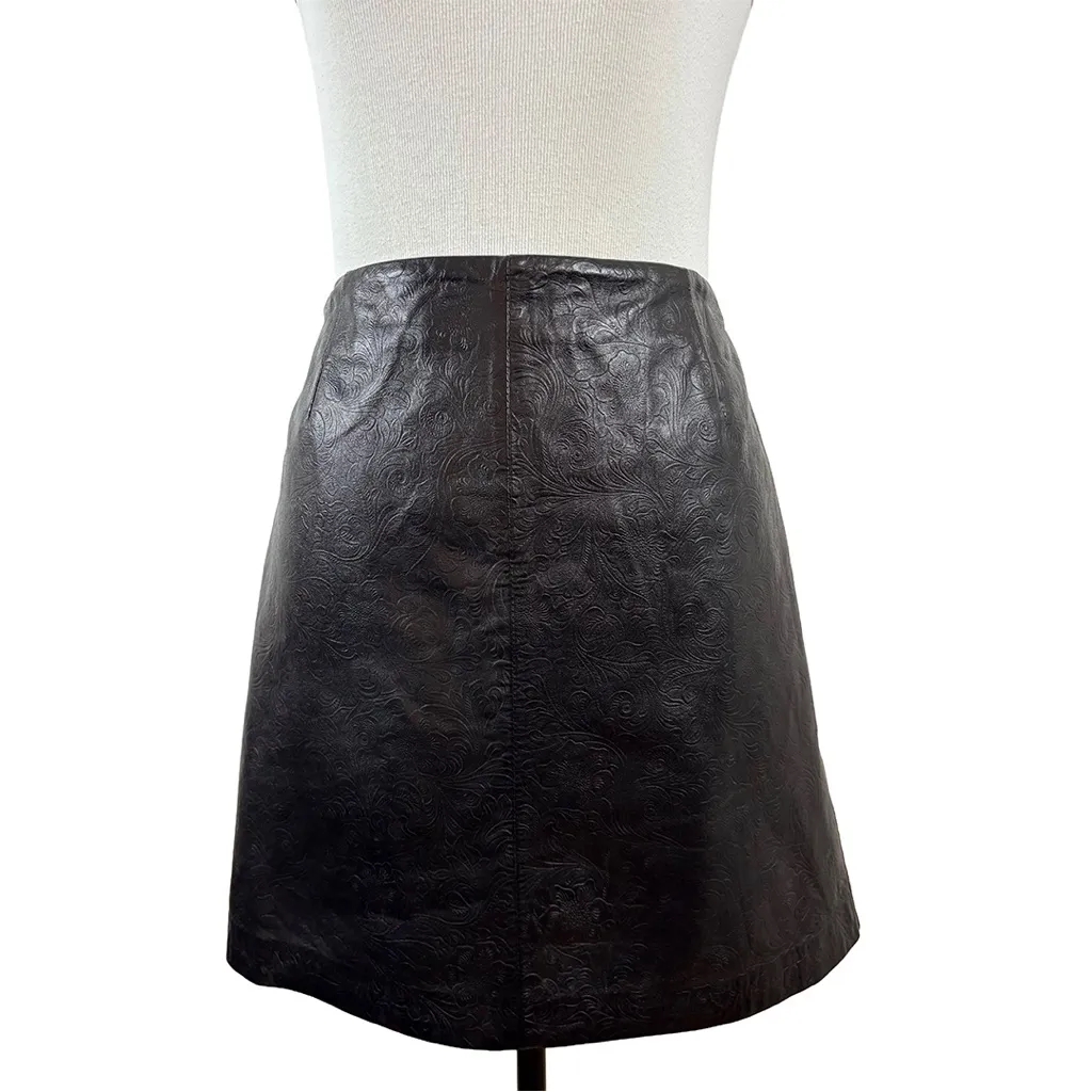 Siena Studio Black Embossed Leather Mini Skirt | Size 6 - Image 13