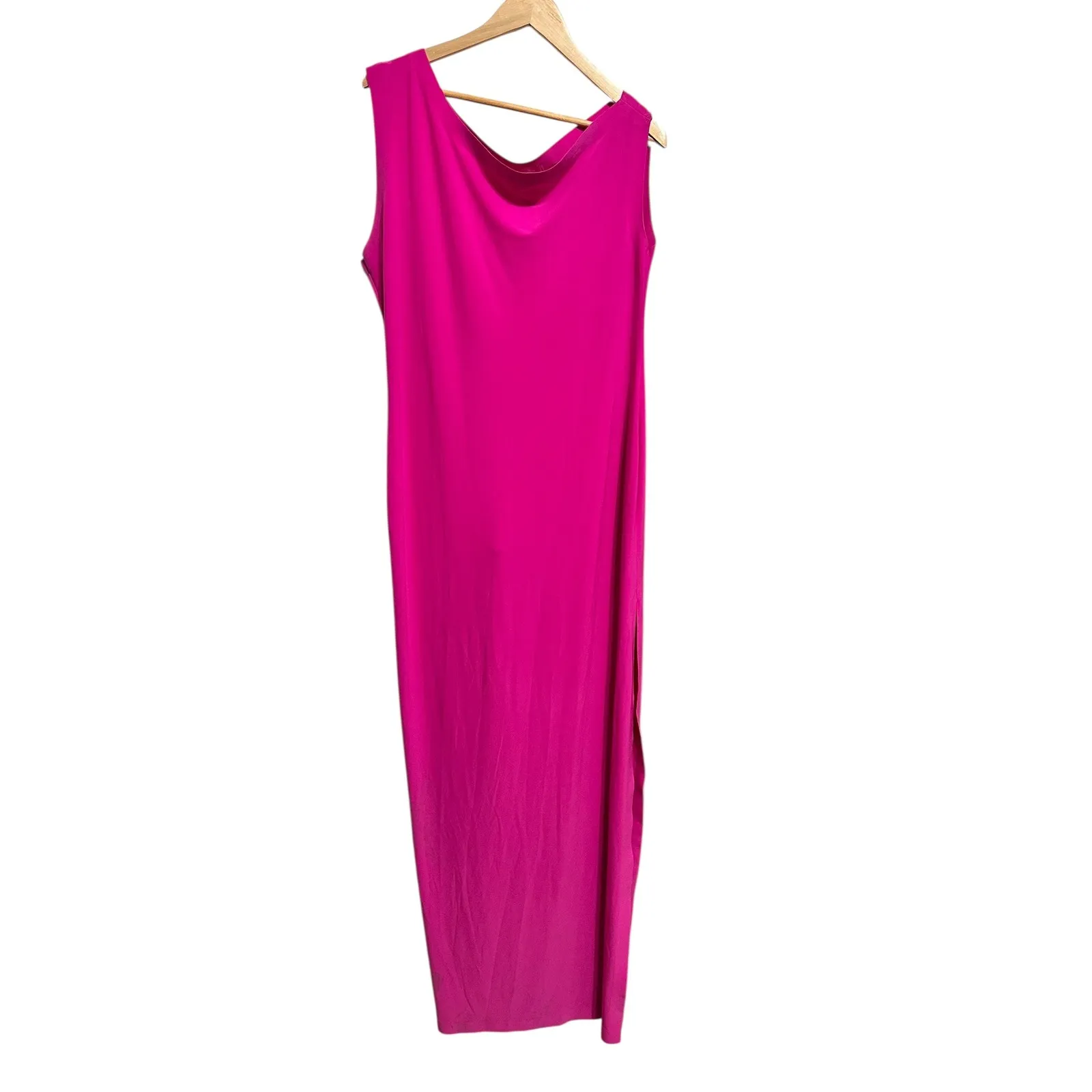 Norma Kamali x REVOLVE Drop Shoulder Fitted Gown Orchid Pink Maxi Dress Slit XL - Image 2