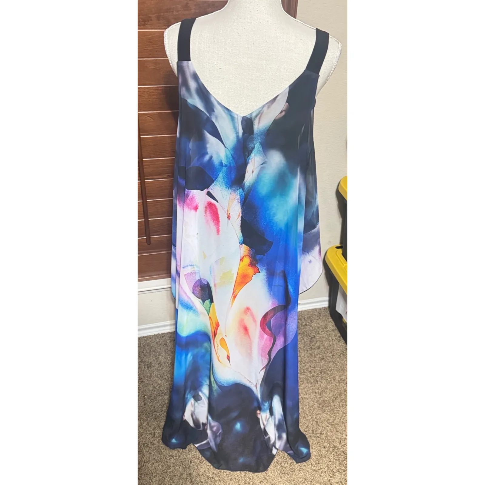 Joseph Ribkoff Maxi dress sleeveless Chiffon flowy Abstract watercolor sz 6 long - Image 6