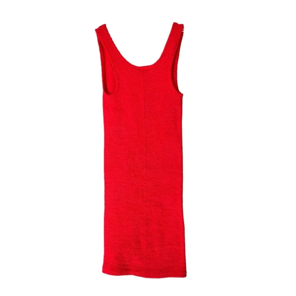 Vintage Lovin Mood Red Stretchy Ribbed Tank Dress Bodycon One Size Fits All o/s - Image 4