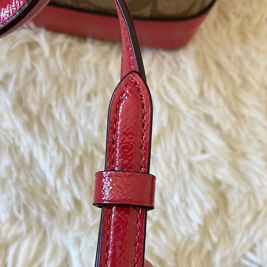 Coach Brown and Red Signature Satchel - Image 11