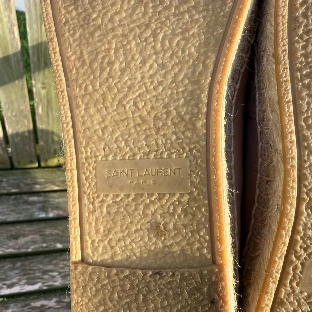 Authentic Yves Saint Laurent YSL Logo Lambskin Leather Espadrille Nude Size 38 R - Image 7