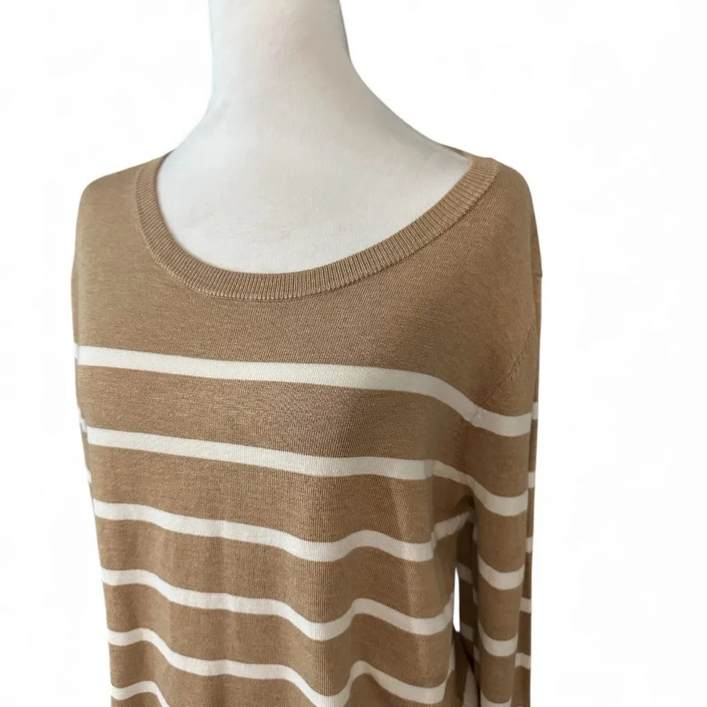 Vince Camuto cream and tan Knit Sweater New With Tags Sz Large - Image 2