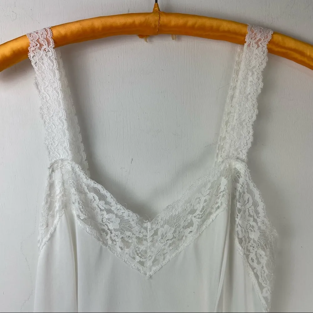 Vintage Union Made Wonder Maid Non Cling Slip Dress White Lace Nylon Sz 32 Small - Image 5
