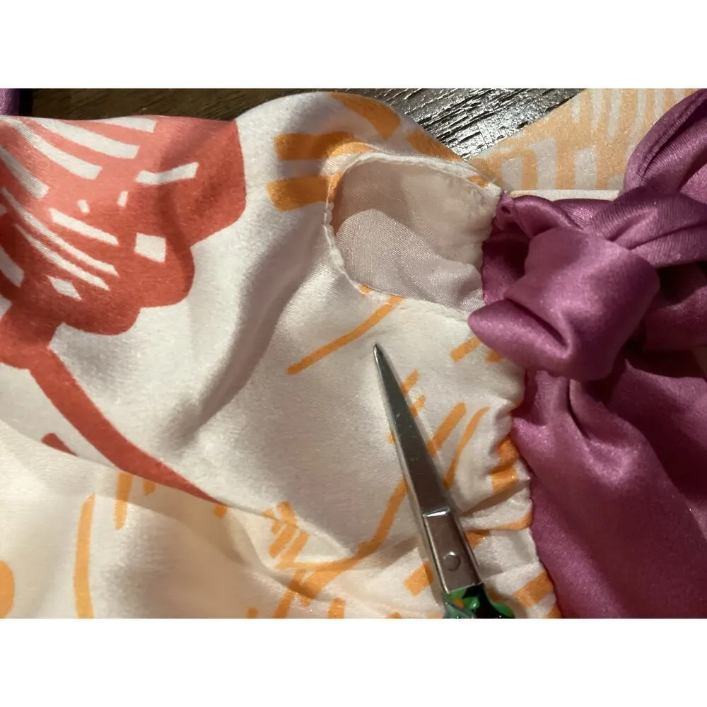 Tori Richard Floral Scoop Neck puff sleeve silk Mini Dress Lined Multicolor 10 - Image 12