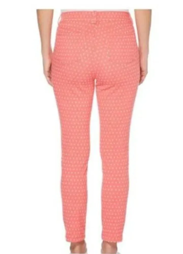 Rafaella Comfort Stretch Pull On Printed Knit Twill Coral Pants Size 16 NEW - Image 3
