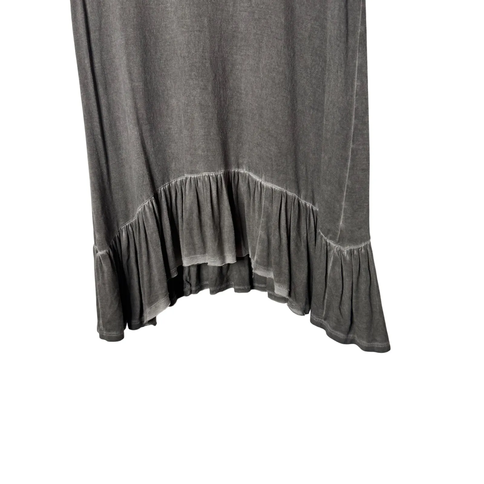 Dantelle Distressed Peplum Lagenlook Top Gray Size S Ruffled Grunge Flowy BOHO - Image 6