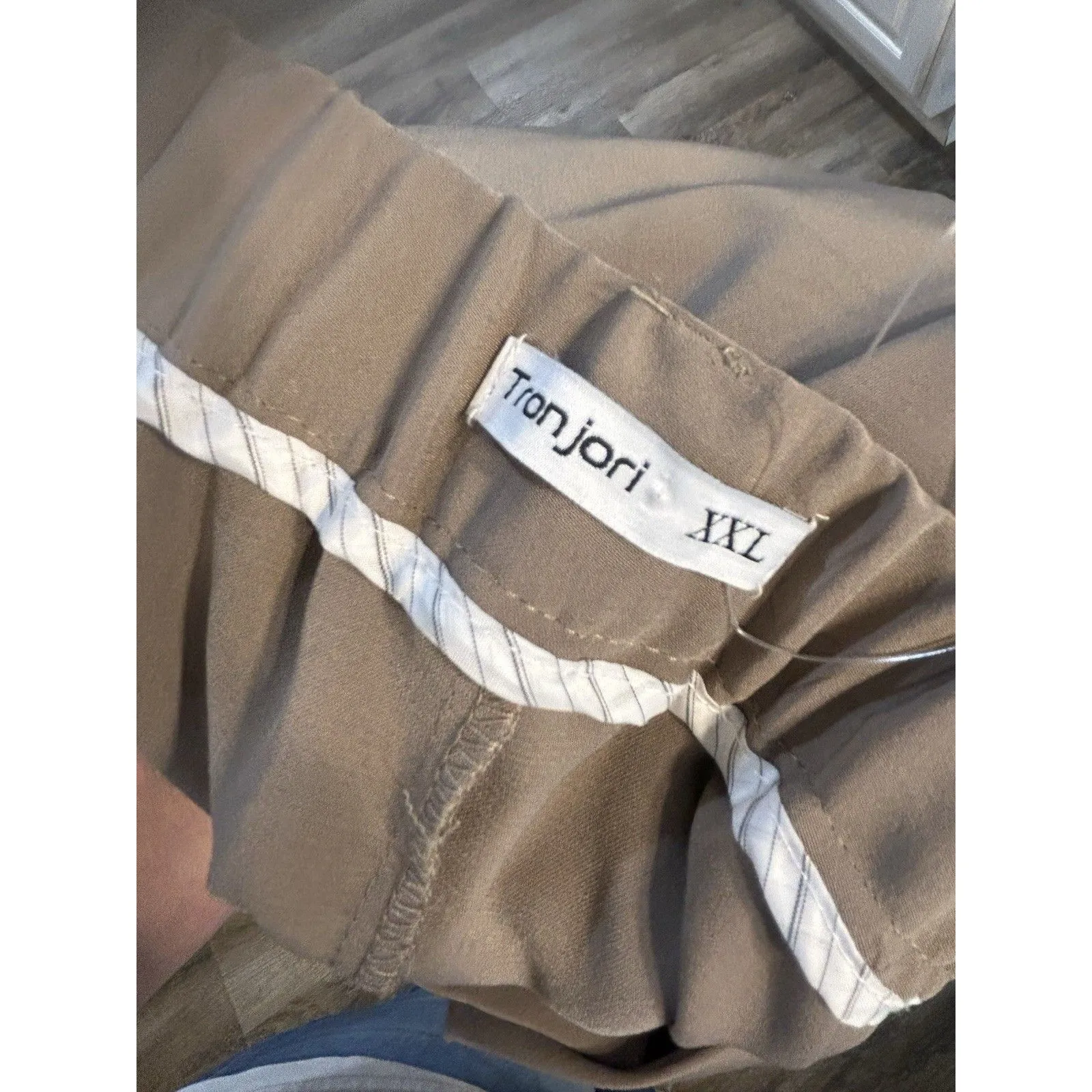 Wide Leg Tan Polyester Blend Dress Pants High Rise Pockets Size 2X XXL Pleats - Image 5