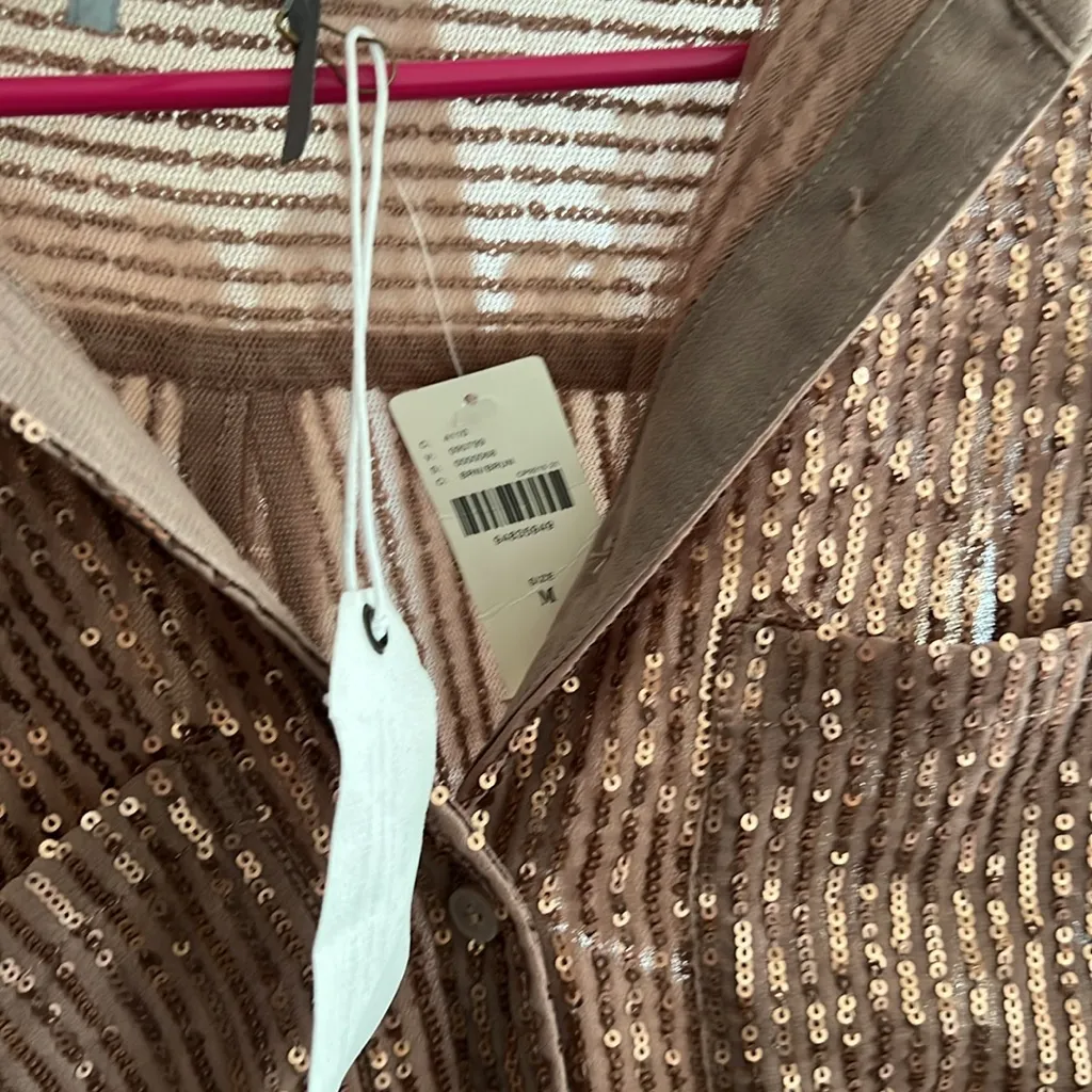 Anthropologie Remie Sequin Buttondown New With Tags holiday bronze - Image 4