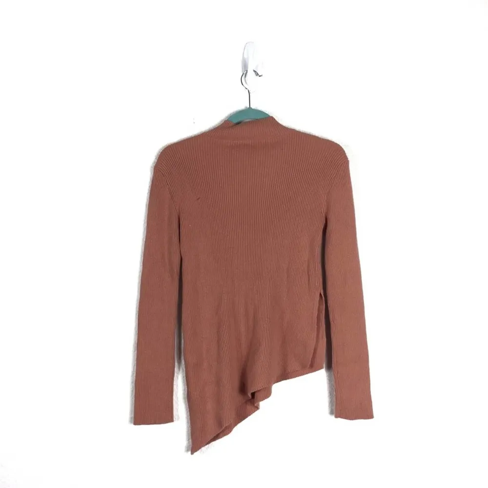 Zara Pink Ribbed Turtleneck Asymmetric Hem Mock Neck Sweater Small - Image 10