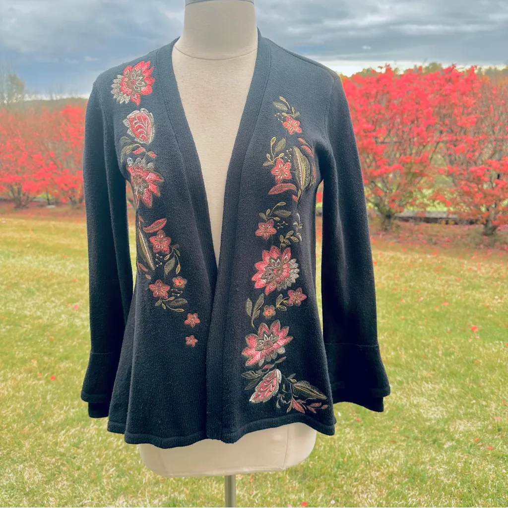 Style & Co Embroidered Duster Open Front Petite Cardigan - Image 6