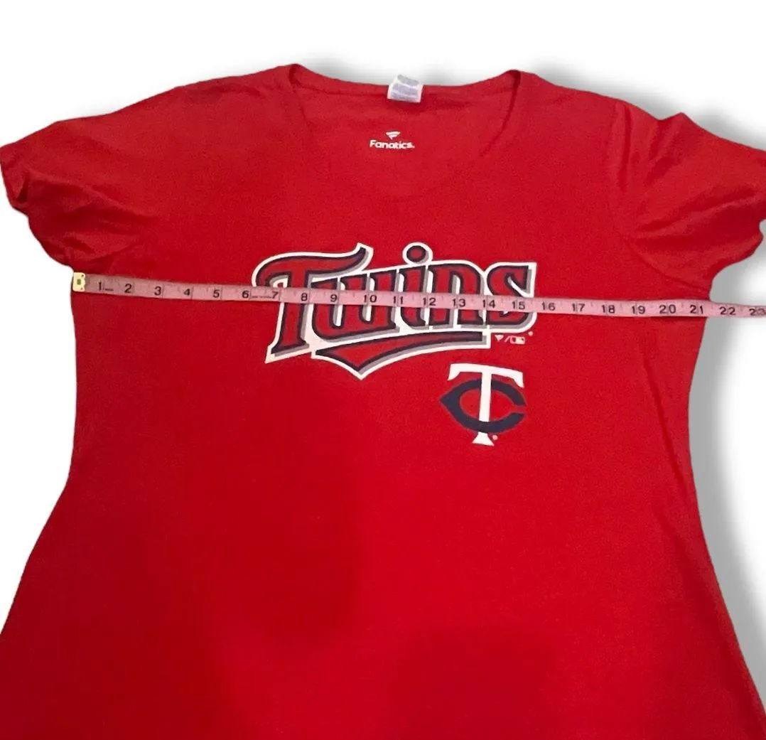 NWOT Minnesota Twins TC Red V-Neck Tee T-Shirt Top Short Sleeve New Womens XL - Image 4