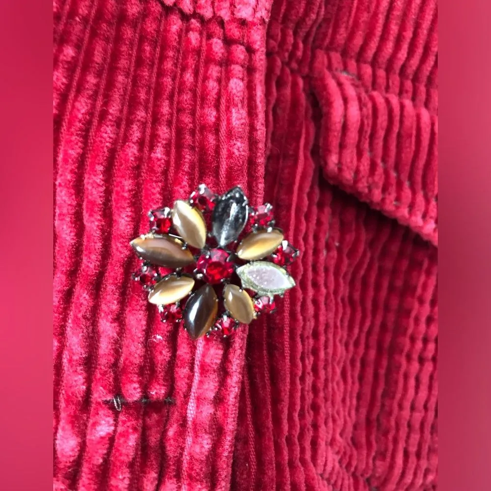 J. Jill Ribbed Cotton Corduroy Jacket Jeweled Buttons snap front women sz S - Image 5