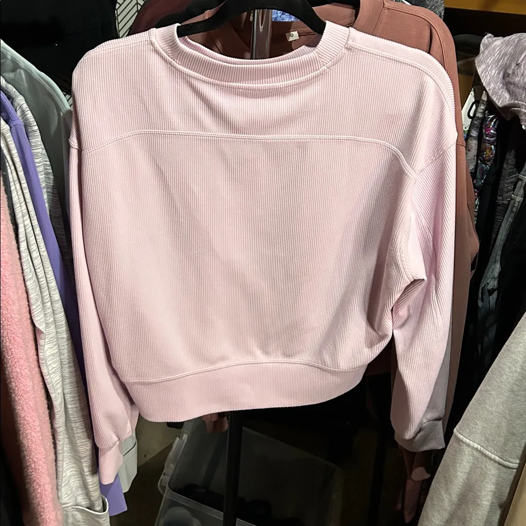 41. Lululemon Ribbed Softstreme Perfectly Oversized Cropped Crew Meadowsweet Pin - Image 5