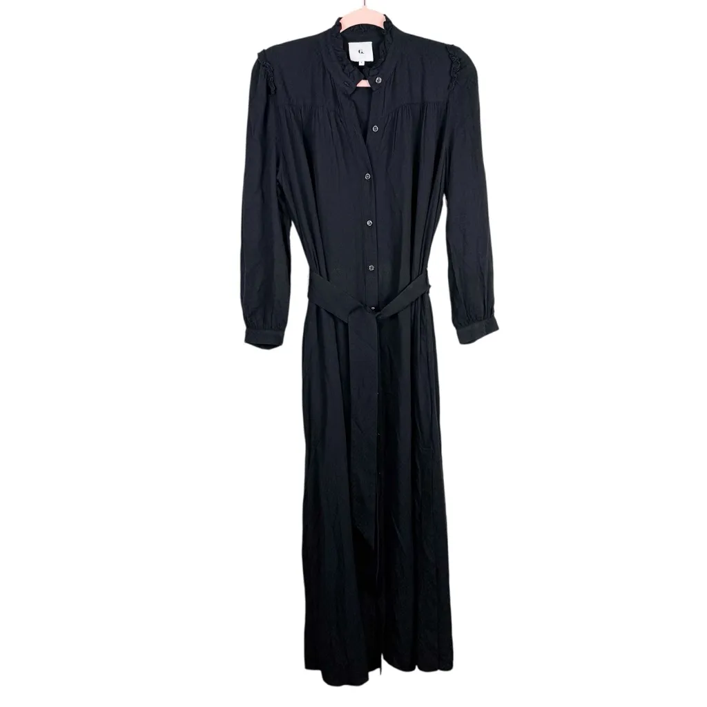 G. Label by GOOP Tizzie Midi Shirtdress Long Sleeve Black Buttob Up Size 8 Rare - Image 4