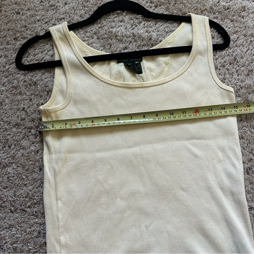 Lauren Ralph Lauren Women’s Butter Yellow Tank Top 100% Cotton Ribbed Sleeveless Size M - Image 5