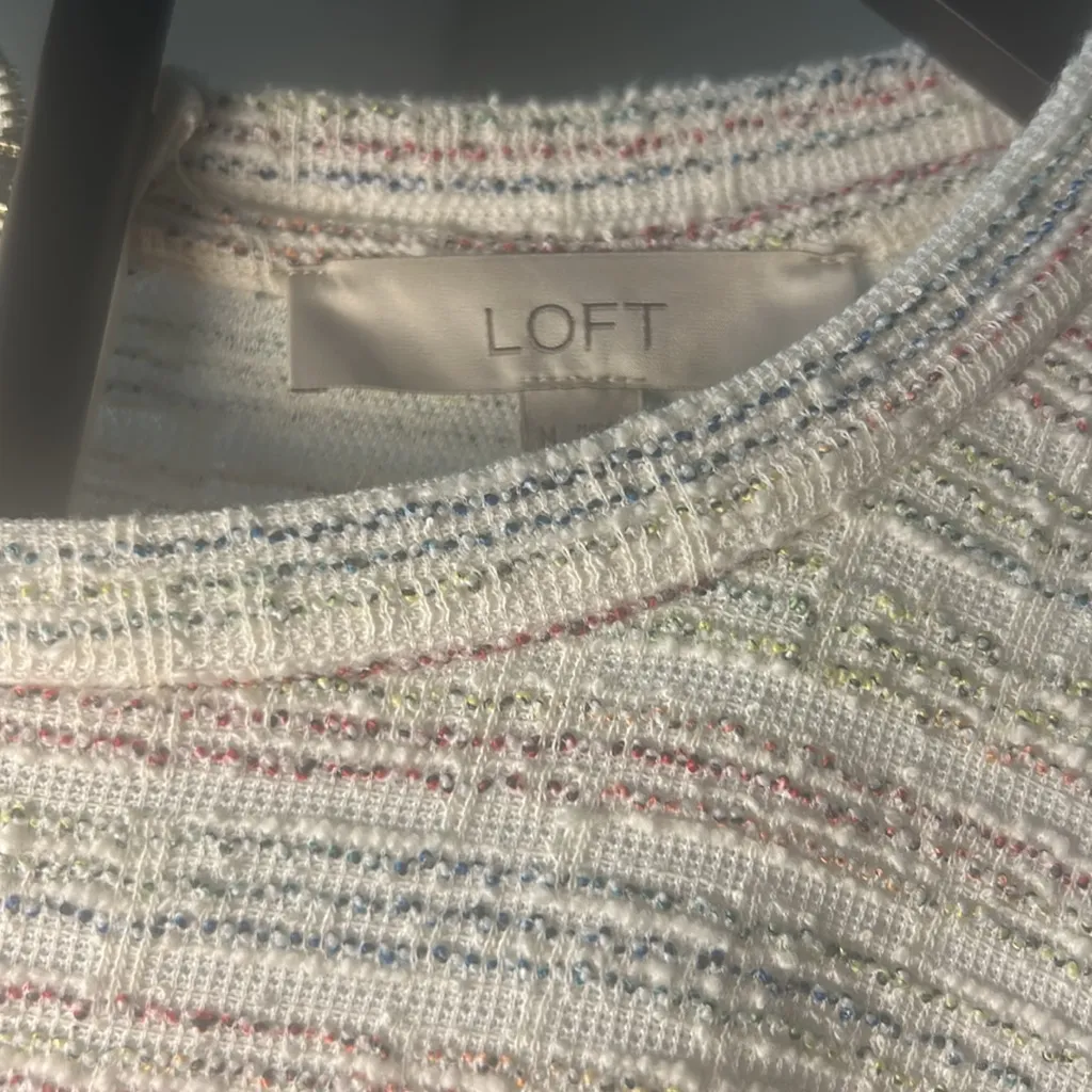 Loft Dress Women's Size M Ann Taylor Rainbow Tweed Balloon Half Sleeve Striped - Image 8