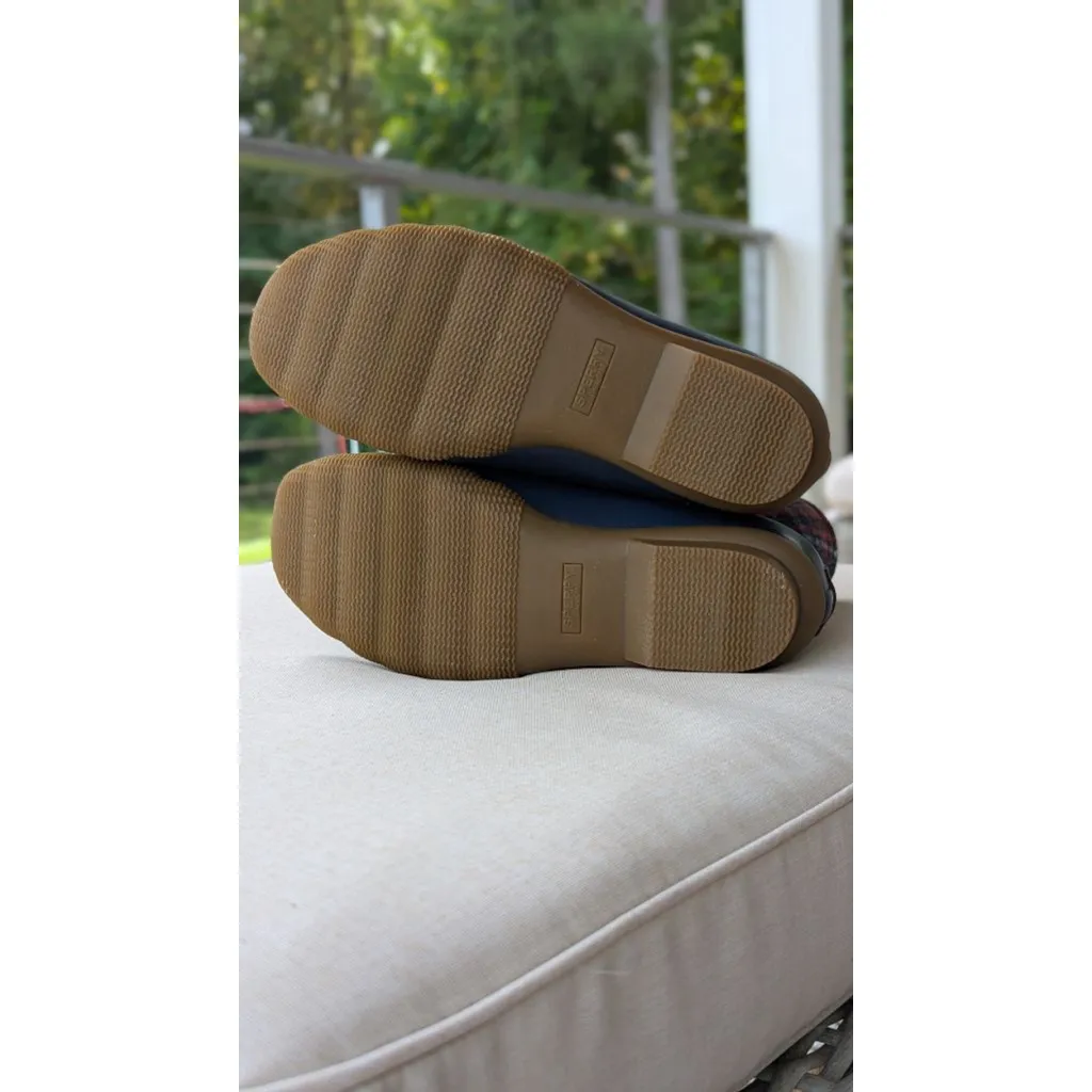 Women's Sperry Navy Plaid Duck Winter Rain Boots US 8 - Image 5