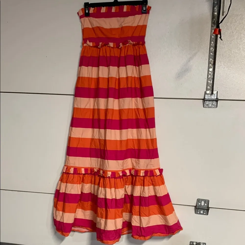 OLIVIA JAMES THE LABEL JANE DRESS PINK STRIPE STRAPLESS MAXI DRESS XS - Image 2