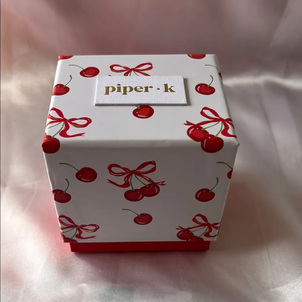 Piper K Red 🍒 Cherry Earrings with Gold Bow - Image 3